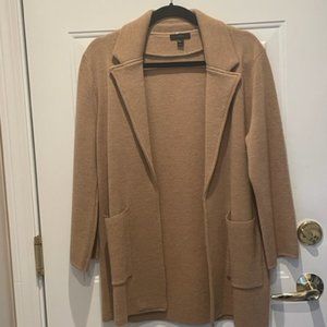 J. Crew Sophie open front Sweater blazer cardigan Camel Size M 100% Merino Wool
